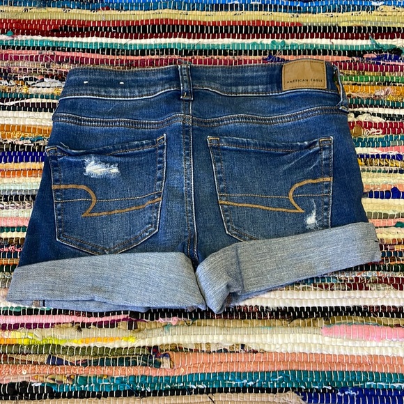 American Eagle Distressed MIDI Denim Shorts- #1812 - Picture 11 of 13